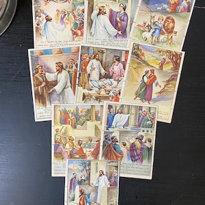 Antike Vintage religiöse Karten / Junk-Journal Zubehör / Vintage Ephemera / Set von 16 / Sonntagsschul-Lektionskarten