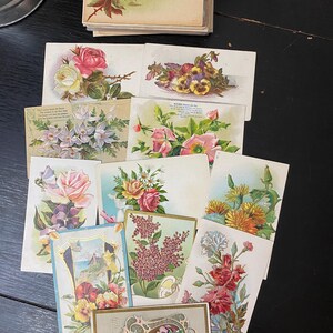Juego de 12 postales navideñas florales vintage antiguas - Postales antiguas - Materiales para diarios creativos - Efímeros - Postales vintage imagen 7