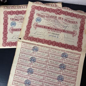 Vintage French Bond Coupons / Vintage French Certificates / Junk Journaling Ephemera / French Ephemera