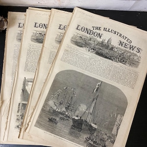 Antique Newspaper - Early-1800’s Ephemera -  Junk Journal Supplies - The Illustrated London News - Antique Ephemera
