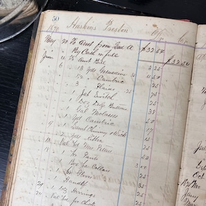 4 pagine di registro antico - Confezione di carta registro del 1800 - Forniture per diario spazzatura - Ephemera