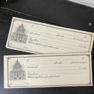 Vintage Antique Checks - Set of 10 - Vintage ephemera Junk Journal supplies - Antique Bank Ephemera - Vintage Blank Checks