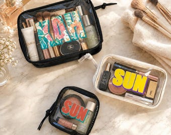 Personalized Clear PVC Makeup Bag with Custom Name Three Sizes bridesmaid gift
