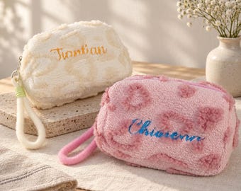 Personalized Makeup Bag  Custom Makeup Bag  Name Embroidered Cosmetic Pouch  Monogram Makeup Bag  Small Boxy Makeup Bag Christmas gift