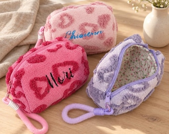 Embroidered Makeup Bag  Monogram Cosmetic Bag  Personalized Name Pouch  Custom Makeup Pouch  Small Boxy Cosmetic Bag Bridesmaid Gifts