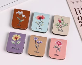 Personalized Leather Magnetic Bookmark Birth Month Flower Name Custom Page Holder Custom Bookmarks Book Lover Gift Reader Accessory