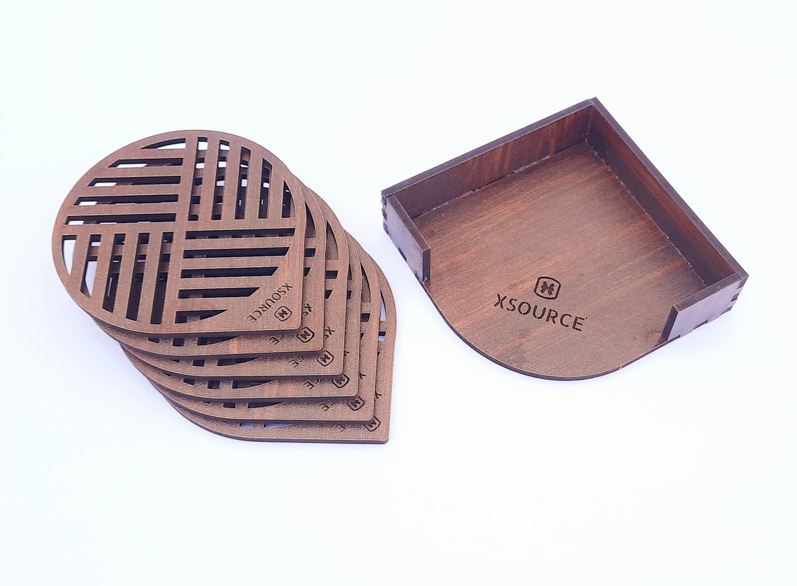 Wooden Tea Coaster Drink Coasters Set of 6 Coaster Holder for Tea Cups