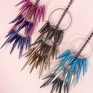 The Daniela Mini Spike, New Wave, Punk Rock and Heavy Metal style colored spiked hoop earrings