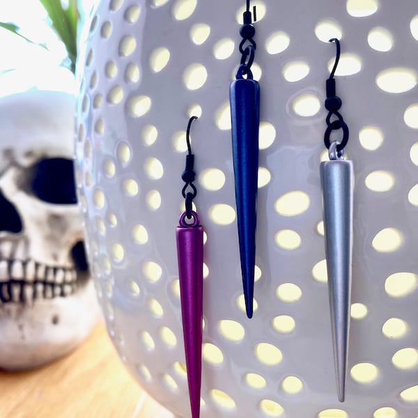 Electric Lily, New Wave. Punk Rock and Heavy Metal style colored single spike earrings