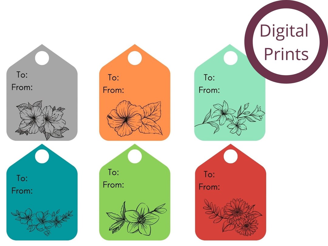 Printable Flower Gift Tags Gift Tags Flowers Printables. Etsy