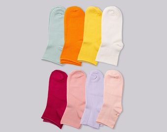 Women Roll Cuff Socks 8 of Pairs Colorful Socks for Women  Gift for Mom Mothers' Day Gift
