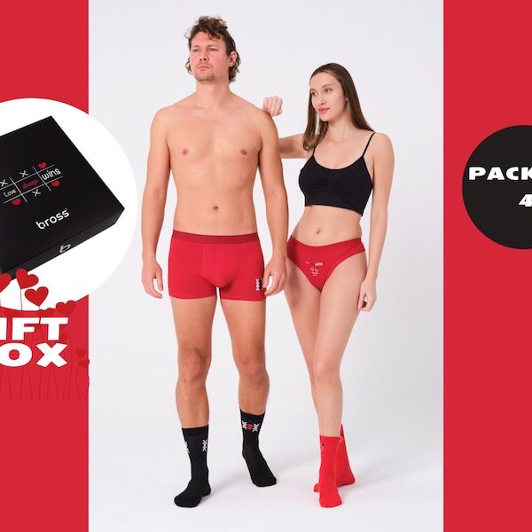 Valentines Day Gift Box Couples Underwear Tanga Boxer Socks Combine Gift women men valentines day gifts basket