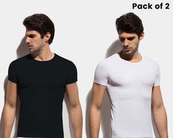 Bamboo Tshirt for Men Pack of 2 Short Sleeve Tshirt Spring Style Black Tshirt |White Tshirt