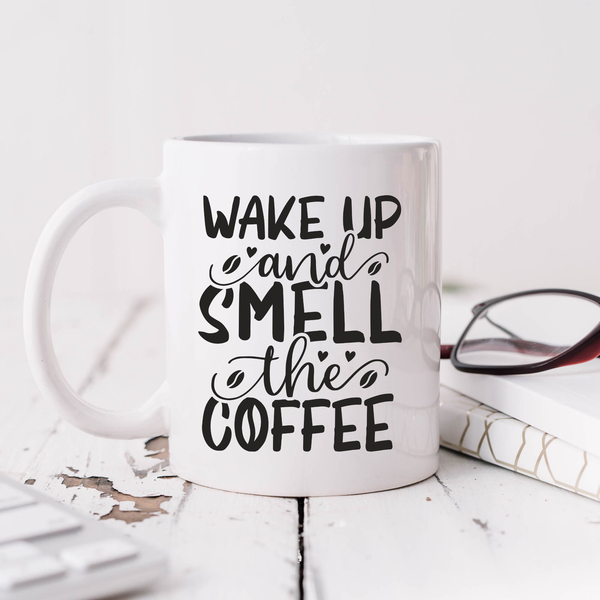 Wachen Sie auf & riechen Sie den Kaffee lustige Kaffee sagen Etsy