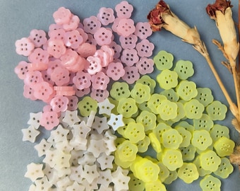 20pcs, 10mm(0.4") Flowers/hearts shape light pink buttons, For Sewing project, Scrapbooking,Doll clothing, Junk Journal, Baby dress, BR5127