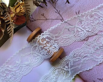 2 metres, 60mm wide sunflower dusty pink Lace Elastic trim, Stretch Lace, For headbands, Underwear, Junk Journal, Lolita dress, 6285EL