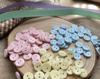 20pcs, 11mm(0.43") creamy pink/blue/yellow colour buttons, For Sewing project, Scrapbooking,Doll clothing, Junk Journal, Baby dress, 6263BR