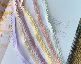 6 Colors Picot Edging Elastic Trim Bundle – 10mm Wide, 1.5m Each, Soft Stretch Lace for Lingerie, Sewing & Crafts, 6333EL