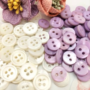 10pcs, Natural mother of pearl Buttons - 2 sizes and 2 colours - for many kinds of sewing projects - Doll clothing- Shirt buttons