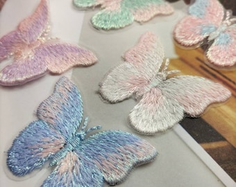 Embroidery Butterfly Applique with glitter, Sew on Tulle dress, Bracelet, Bridal Dress, hair accessories, and junk Journal LP5072