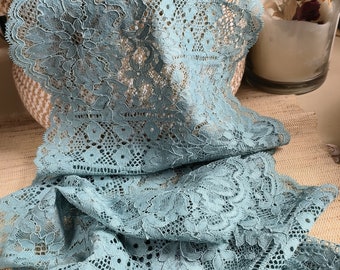 1 metre, 230 mm wide pine green Lace Elastic trim- Stretch Lace,  Headbands, Underwear, Junk Journal, Lolita dress 6225EL