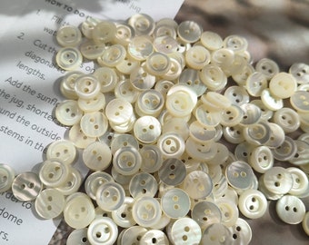 10pcs, Natural mother of pearl Buttons - 2 sizes-9mm & 10mm - for many kinds of sewing projects - Doll clothing- Shirt buttons-6106BP
