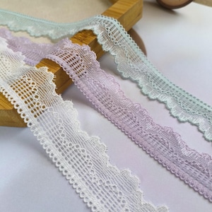 3 metres, 25mm(0.98&quot;) wide soft Lilac/ light green Lace Elastic - Stretch Lace - Headbands - junk Journal- Underwear - wedding garter-6266EL
