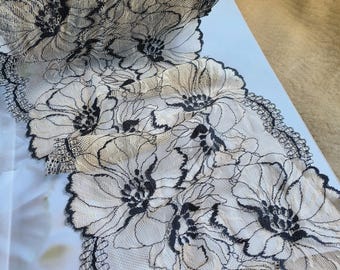 1 metre, 210mm(8.27 ") Elastic lace trim- Stretch Lace, underwear, bralette, Junk Journal, Underwear-panty -6272EL