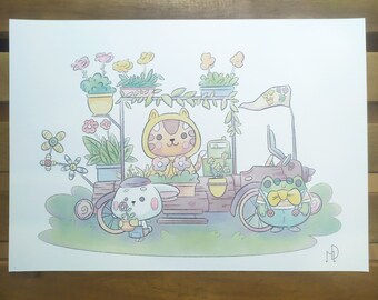 original youth illustration A4 format: small florists