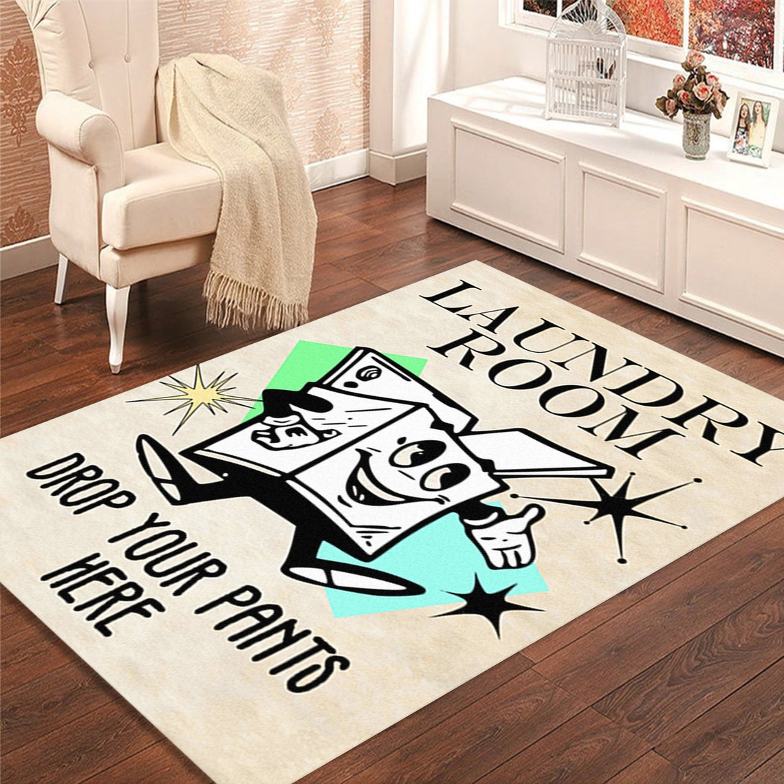 Laundry Room Sign Rug Laundry Drop Your Pants Here House Etsy