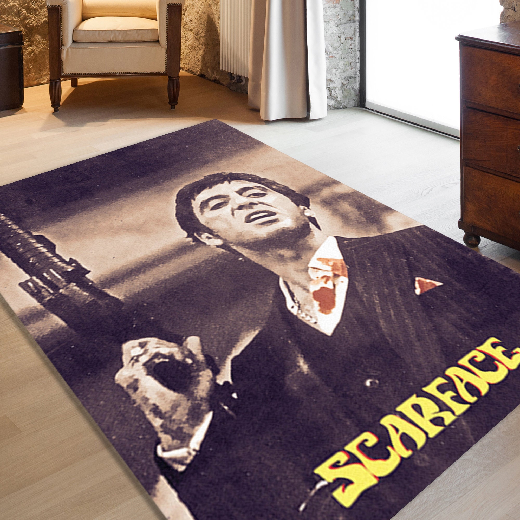 Scarface Area Rug Tony Montana Movie Rug Movie Decor Room Etsy