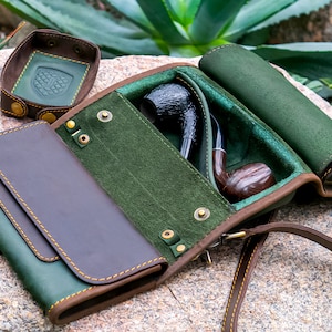 Leather pipe case Leather case for tobacco Personalized pipe case Gift for smokers Leather case for pipe smokers Father&#39;s Day Gift