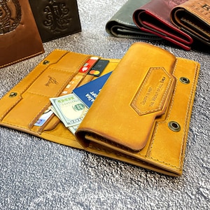 Estuche para documentos personalizado* Billetera de viaje de cuero* Estuche para teléfono y pasaporte* Organizador de documentos de cuero