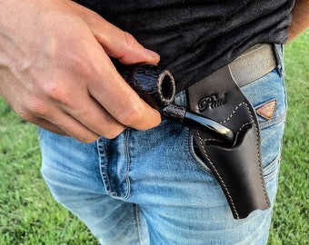 Portapipas personalizado para cinturón * Funda para pipa de fumar * Para fumadores de pipa * Accesorios para pipas de tabaco * Estuche para cinturón de pipa * Estuche de viaje para pipa * Día de San Valentín