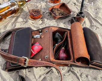 Tobacco Pipe Travel Case*Leather Pipe Case* Personalized Pipe Case* Gift for Smokers *Pfeifentasche* Tobacco Pipe Pouch
