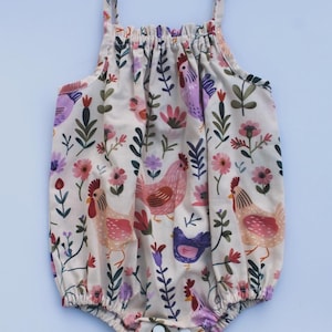 Floral Chicken Romper | Floral Hen Romper | Handmade Girls Romper |  Baby Romper | Chicken Hen Romper  | Farm Romper