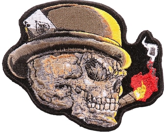 ID 5121 Cigar Lighter Patch Flame Smoke Wing Craft Embroidered Iron On Applique