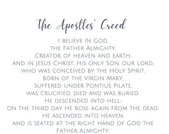 Apostle's Creed Prayer, Catholic Prayer Digital File Download