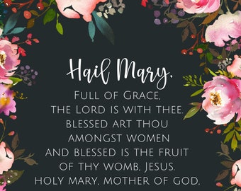 Hail Mary Prayer, Catholic Prayer Digital File Download