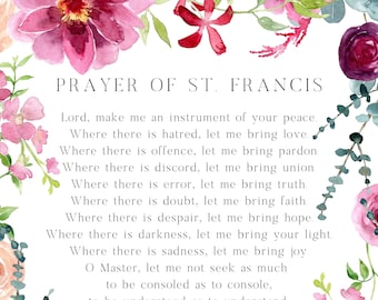 St. Francis Prayer, Peace Prayer, Digital File Download