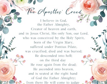 The Apostles' Creed Prayer, Catholic Prayer, Digital File Download