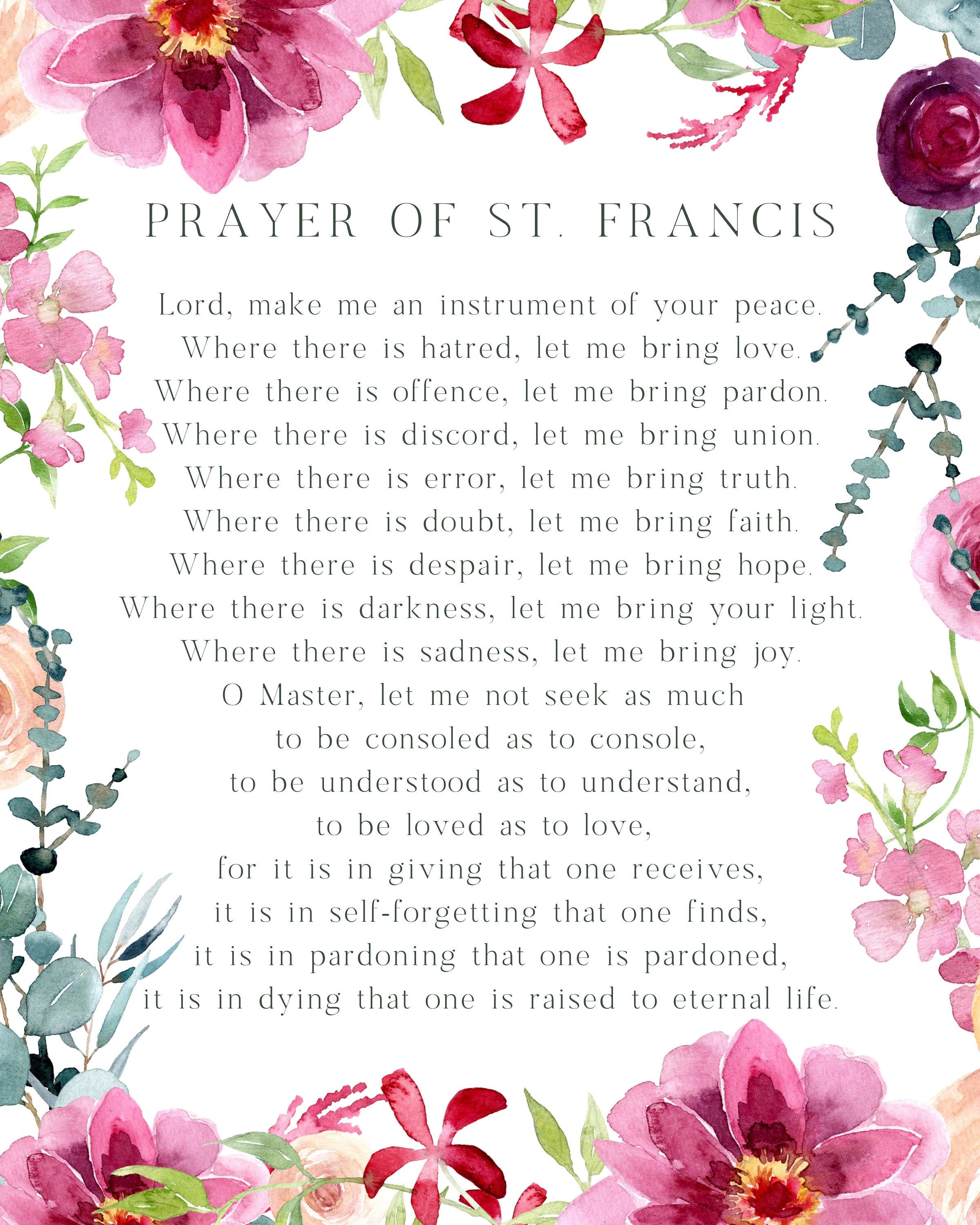 Printable Prayer Of St Francis