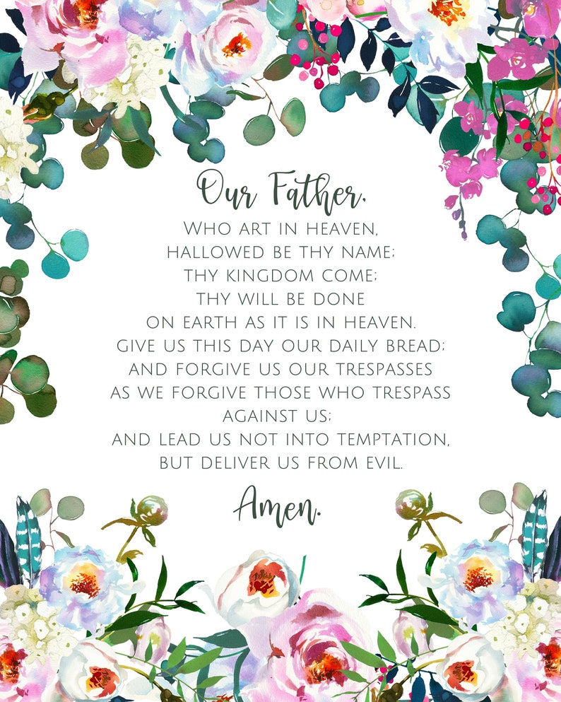 The Lord's Prayer, Our Father Prayer, Catholic Prayer, Digital File ...