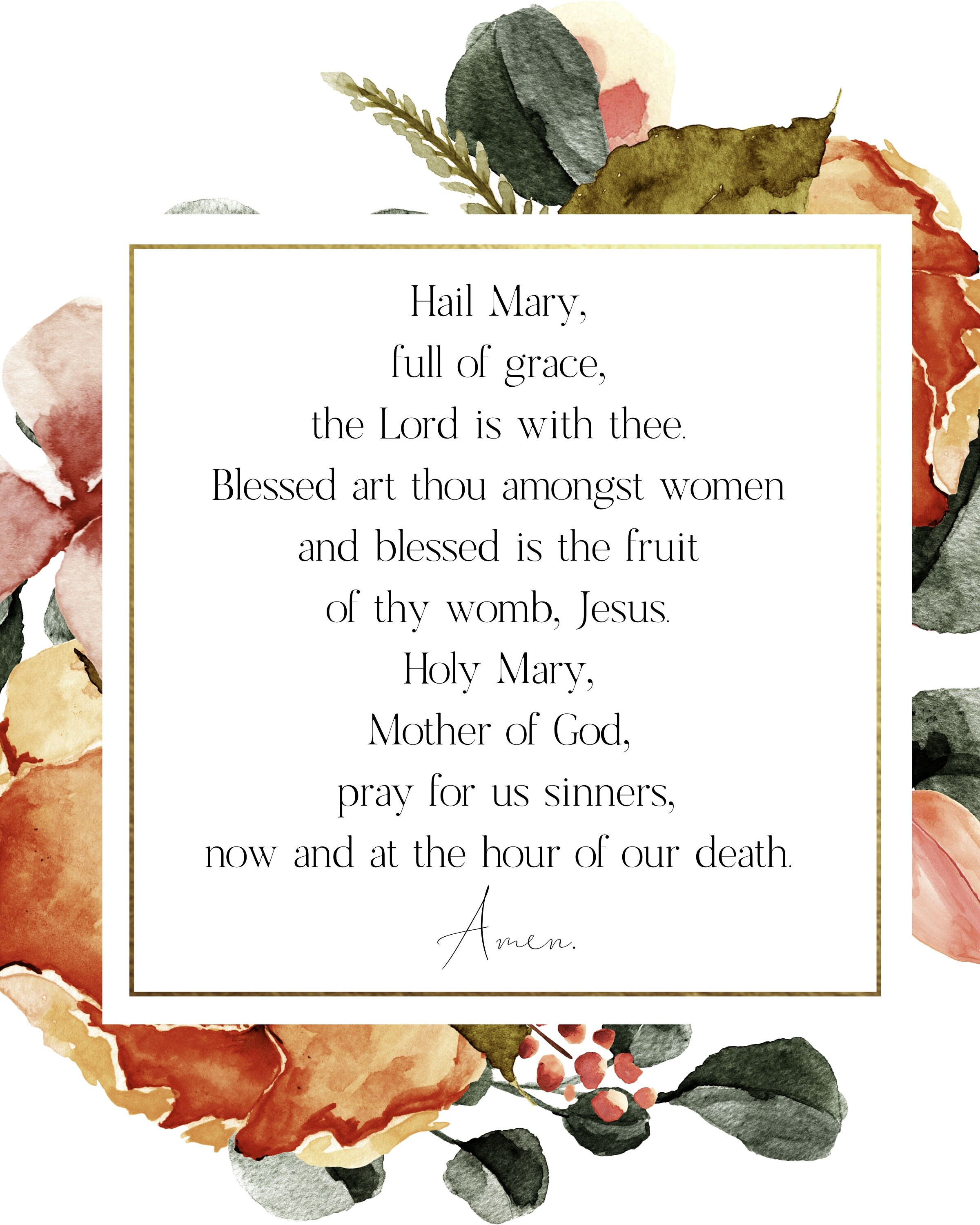 Hail Mary Prayer Printable