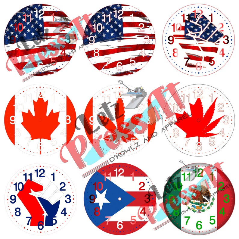 Wal Mart Mainstays 8.78 inch diameter Clock templatesFace templates.