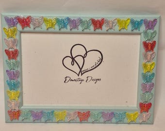 Frame, "Crystal Butterflies" inspired design on a 4x6 blue frame