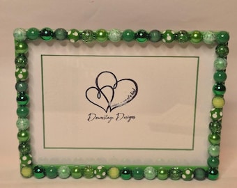 Frame, Monochrome Green inspired small bead design on a 5x7 green frame (*or 4x6 with matte)