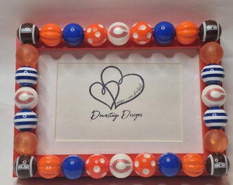 Frame, Chicago Bears inspired large bear horizontal design on a 4x6 orange frame