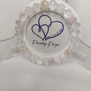 Ornament Frame, &quot;Snow & Ice&quot; inspired small bead design on a white ornament frame