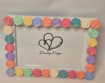 Frame, "Pastel Roses" inspired design on 4x6 white frame